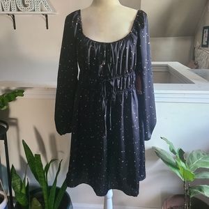 NWT Black Long Sleeve Heart Print Size X